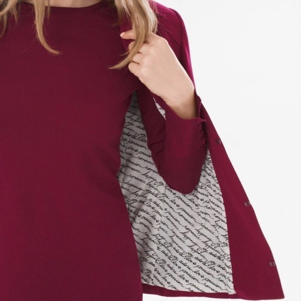 Chico’s Maroon Red Solid Ponte Jacket 0 Small - image 4